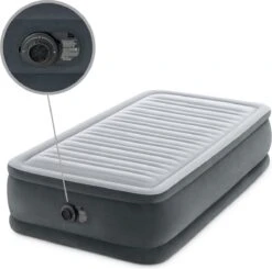 Intex Luchtbed - 1-Persoons - 99 X 191 X 46 Cm - Grijs - Met Ingebouwde Pomp, Hoeslaken Zwart En Reparatieset -Buiten Kamperen 1200x1190 3