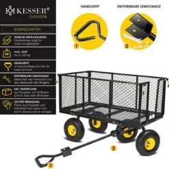 Exxen KESSER® Bolderkar, 550 Kg Belastbaar, Tuinwagen, Transportwagen, Tuinwagen, Uitneembaar Zeil, Gereedschapswagen, Handwagen, Veelzijdig Inzetbaar, Zwart -Buiten Kamperen 1200x1194 6