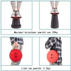 Kampeerkruk - Uitschuifbare Kruk - Rood/Zwart- Tot 120 Kg - Travel Stool - Opvouwbare Campingkruk - Inklapbaar Krukje - Telescopische Kruk - Camping - Outdoor -Buiten Kamperen 1200x1198 6