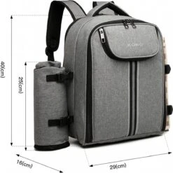 Kono Koeltas - Koelrugzak - Picknick - Picknicktas Met Flessenhouder - Koelrugtas Met Picknickkleed - Grijs (E6915 GY) -Buiten Kamperen 1200x1199 8