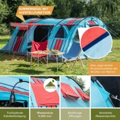 Skandika Gotland Tunneltent Voor 6 Personen, Grote Familietent In Racing-design, Ingenaaide Tentbodem, Waterdicht, 5000 Mm Waterkolom, Slaapcabine Met Scheidingswand, Muggennet (let Op, Komt Met Kleurfouten) -Buiten Kamperen 1200x1200 106