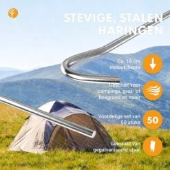 Stalen Haringen Set Van 50st. - Premium Staal - Grondanker - Tent Haring - Grondhaken - Tent Spijker - 20cm Lang - 3cm Haak - 3,5mm Premium Dikte Tentharing - Groots® -Buiten Kamperen 1200x1200 1068