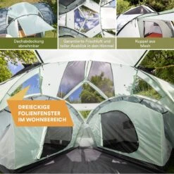 Skandika Bern 4 Koepeltent - Koepeltent - Tenten - 4 Persoons Kampeertent Met Panoramisch Dakraam, 2 Slaapcabines, Grondzeil, 210 Cm Stahoogte, Waterdicht, 4000 Mm Waterkolom - Grote Outdoor Familie Tent, Kampeertent - Grijs -Buiten Kamperen 1200x1200 115