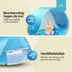 Needventure Baby Strandtent - Pop Up Tent - Windscherm Strand - Camping Strandtentje - Speeltent - Blauw -Buiten Kamperen 1200x1200 1152