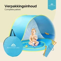 Needventure Baby Strandtent - Pop Up Tent - Windscherm Strand - Camping Strandtentje - Speeltent - Blauw -Buiten Kamperen 1200x1200 1154