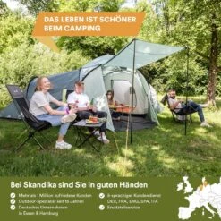 Skandika Bern 4 Koepeltent - Koepeltent - Tenten - 4 Persoons Kampeertent Met Panoramisch Dakraam, 2 Slaapcabines, Grondzeil, 210 Cm Stahoogte, Waterdicht, 4000 Mm Waterkolom - Grote Outdoor Familie Tent, Kampeertent - Grijs -Buiten Kamperen 1200x1200 118