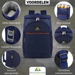 Needventure Koeltas - Lunchtas - Koelrugtas - Picknicktas - 20 Liter - Flessenhouder - Bieropener - Blauw 14 Needventure Koeltas - Lunchtas - Koelrugtas - Picknicktas - 20 Liter - Flessenhouder - Bieropener - Blauw -Buiten Kamperen 1200x1200 1243