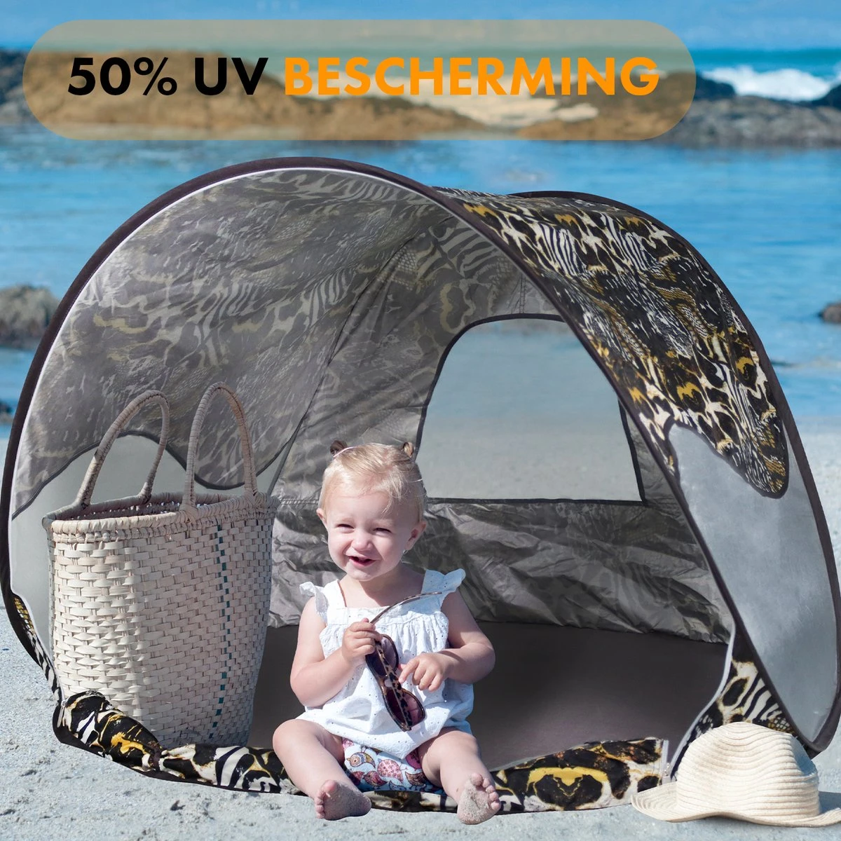 Deryan Luxe Pop Up Strandtent - Anti-UV 50+ - Zoo 5 Deryan Luxe Pop Up Strandtent - Anti-UV 50+ - Zoo - Afbeelding 5