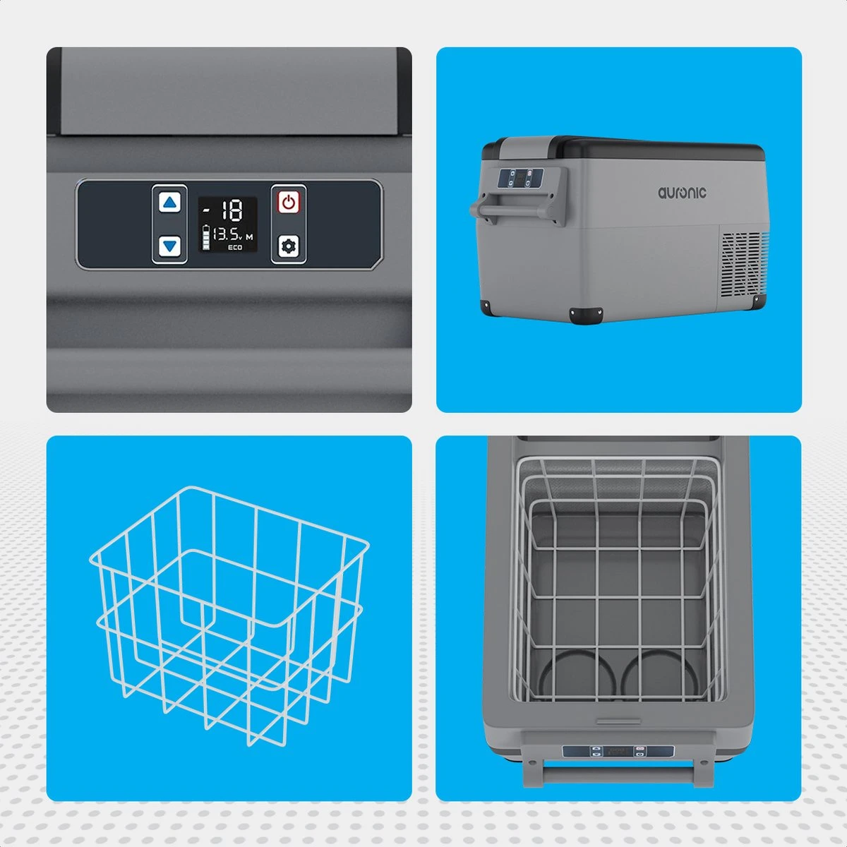 Auronic Elektrische Koelbox - 30.4L - Compressor - 12V En 240V - Grijs 5 Auronic Elektrische Koelbox - 30.4L - Compressor - 12V En 240V - Grijs - Afbeelding 5