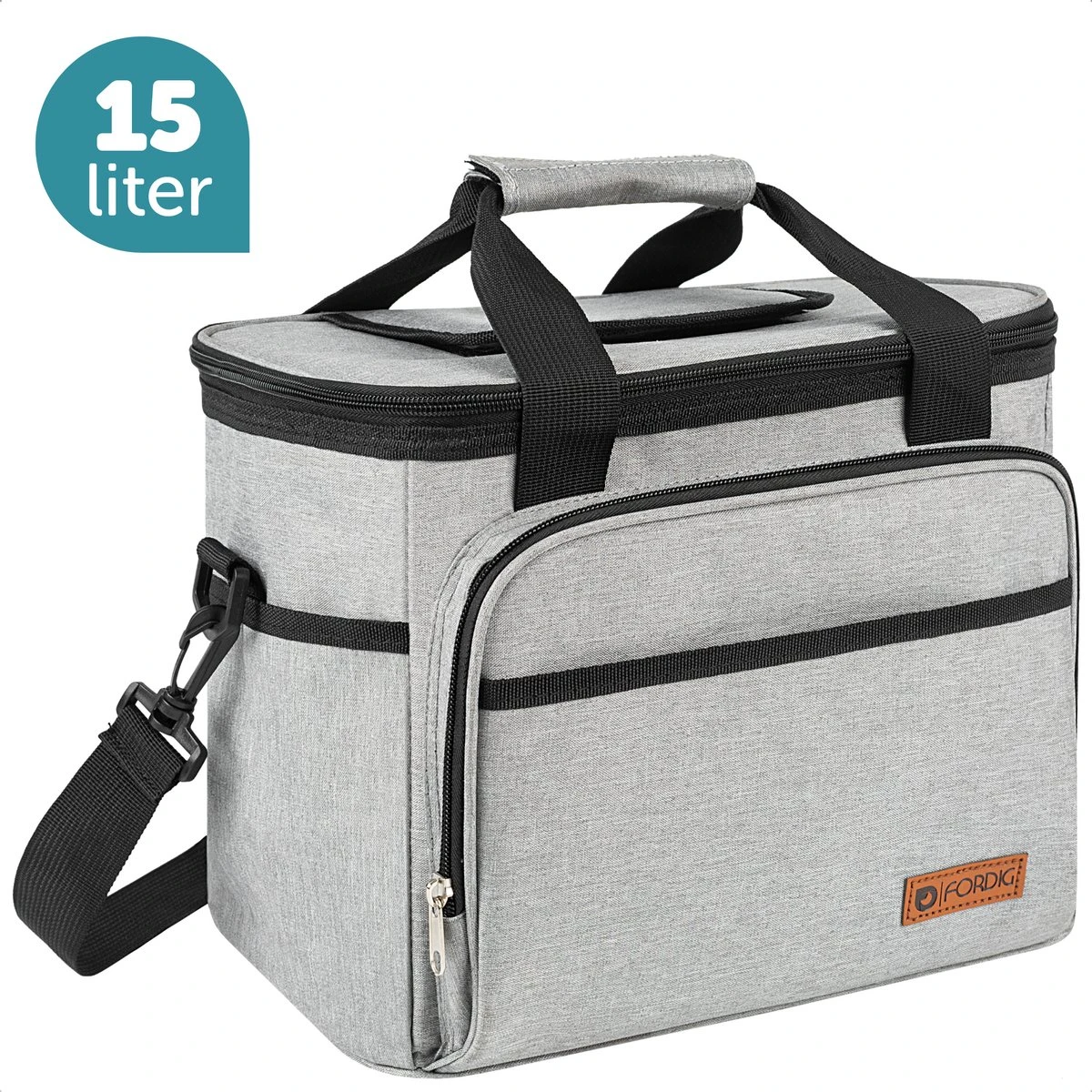 ForDig Koeltas L Grijs (15 Liter) - Gemaakt Van 600D Polyester Met PEVA-Voering - Ruimte Voor 20 Blikjes Of 10 Halve Liter Flessen - Opvouwbaar Koel Tas Met Easy-Acces Flap - Ruimte Voor Bestek - Picknick Cool Bag - Coolerbag - Grote Cooler 1 ForDig Koeltas L Grijs (15 Liter) - Gemaakt Van 600D Polyester Met PEVA-Voering - Ruimte Voor 20 Blikjes Of 10 Halve Liter Flessen - Opvouwbaar Koel Tas Met Easy-Acces Flap - Ruimte Voor Bestek - Picknick Cool Bag - Coolerbag - Grote Cooler