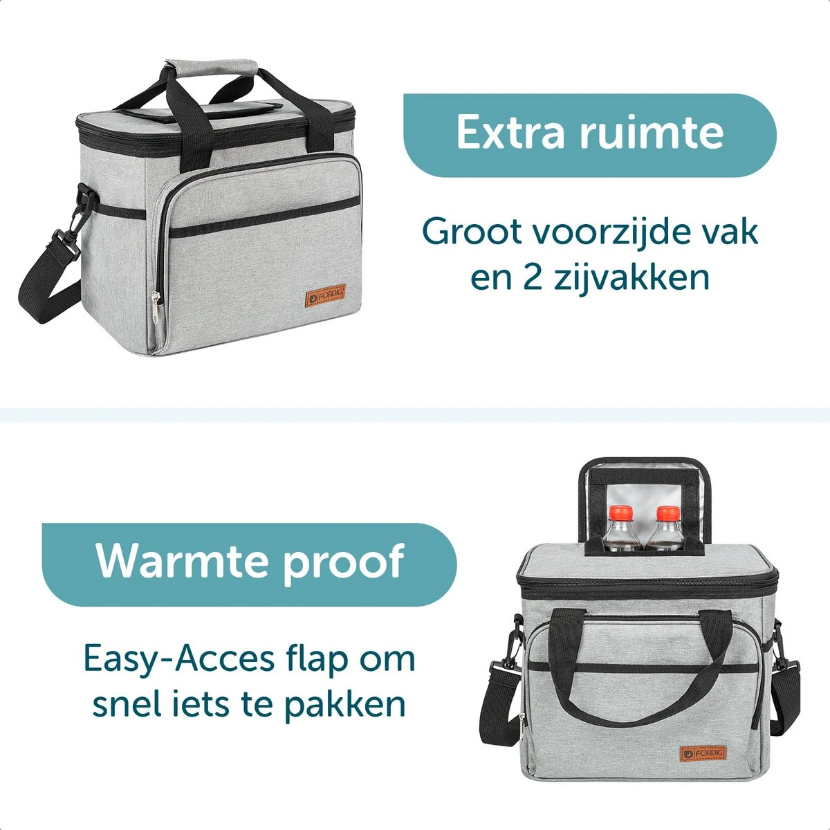 ForDig Koeltas L Grijs (15 Liter) - Gemaakt Van 600D Polyester Met PEVA-Voering - Ruimte Voor 20 Blikjes Of 10 Halve Liter Flessen - Opvouwbaar Koel Tas Met Easy-Acces Flap - Ruimte Voor Bestek - Picknick Cool Bag - Coolerbag - Grote Cooler 6 ForDig Koeltas L Grijs (15 Liter) - Gemaakt Van 600D Polyester Met PEVA-Voering - Ruimte Voor 20 Blikjes Of 10 Halve Liter Flessen - Opvouwbaar Koel Tas Met Easy-Acces Flap - Ruimte Voor Bestek - Picknick Cool Bag - Coolerbag - Grote Cooler - Afbeelding 6