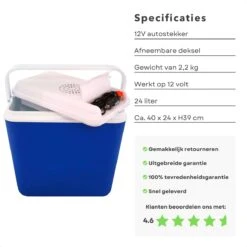 Cheqo® Elektrische Koelbox Voor Auto - 12V - 24L - Blauw - Autostekker - Afneembaar Deksel & Handvat - 2.2kg - 40x24x39cm -Buiten Kamperen 1200x1200 1321