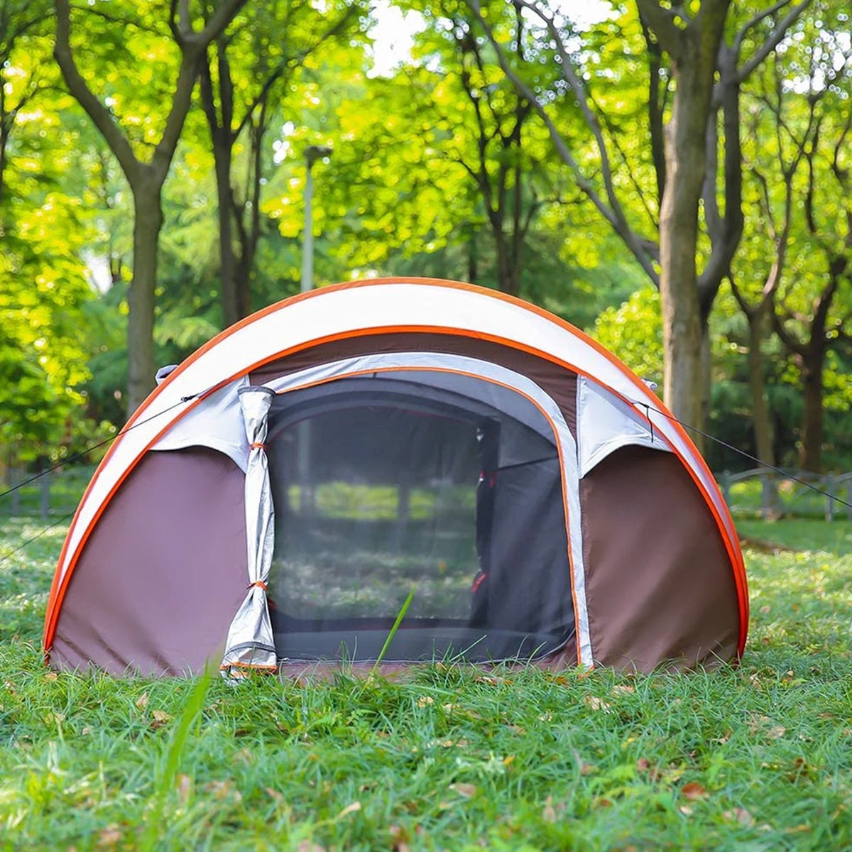 Fly Lab Luxe Pop Up Tent - Kampeer Tent - Grijs/Oranje - 4 Persoons 8 Fly Lab Luxe Pop Up Tent - Kampeer Tent - Grijs/Oranje - 4 Persoons - Afbeelding 8