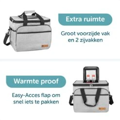 ForDig Koeltas XL Grijs (30 Liter) - Gemaakt Van 600D Polyester Met PEVA-Voering - Ruimte Voor 40 Blikjes Of 20 Halve Liter Flessen - Opvouwbaar Koel Tas Met Easy-Acces Flap - Ruimte Voor Bestek - Picknick Cool Bag - Coolerbag - Grote Cooler -Buiten Kamperen 1200x1200 1458