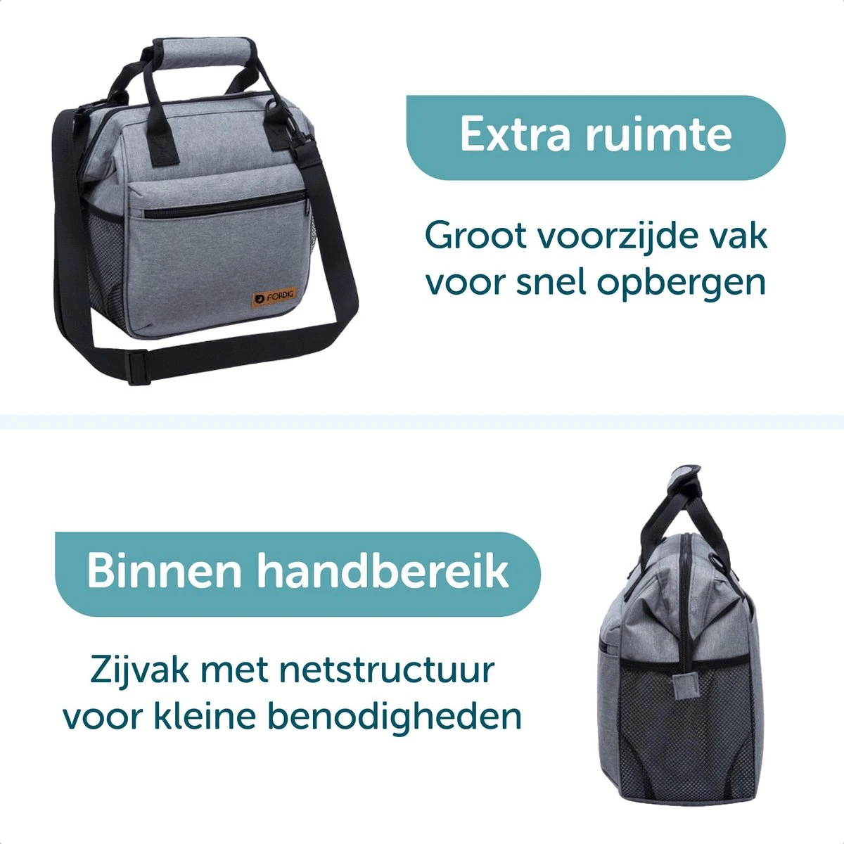 ForDig Lunchtas Grijs - Koeltas Gemaakt Van 600D Polyester Met PEVA-Voering - Ruimte Voor Lunchtrommel / Snacks / Blikjes - Koel Tas Met Mesh Opbergruimtes En Ruimte Voor Bestek - Lunch Tas Cool Bag - Coolerbag - Kleine Cooler 2 ForDig Lunchtas Grijs - Koeltas Gemaakt Van 600D Polyester Met PEVA-Voering - Ruimte Voor Lunchtrommel / Snacks / Blikjes - Koel Tas Met Mesh Opbergruimtes En Ruimte Voor Bestek - Lunch Tas Cool Bag - Coolerbag - Kleine Cooler - Afbeelding 2