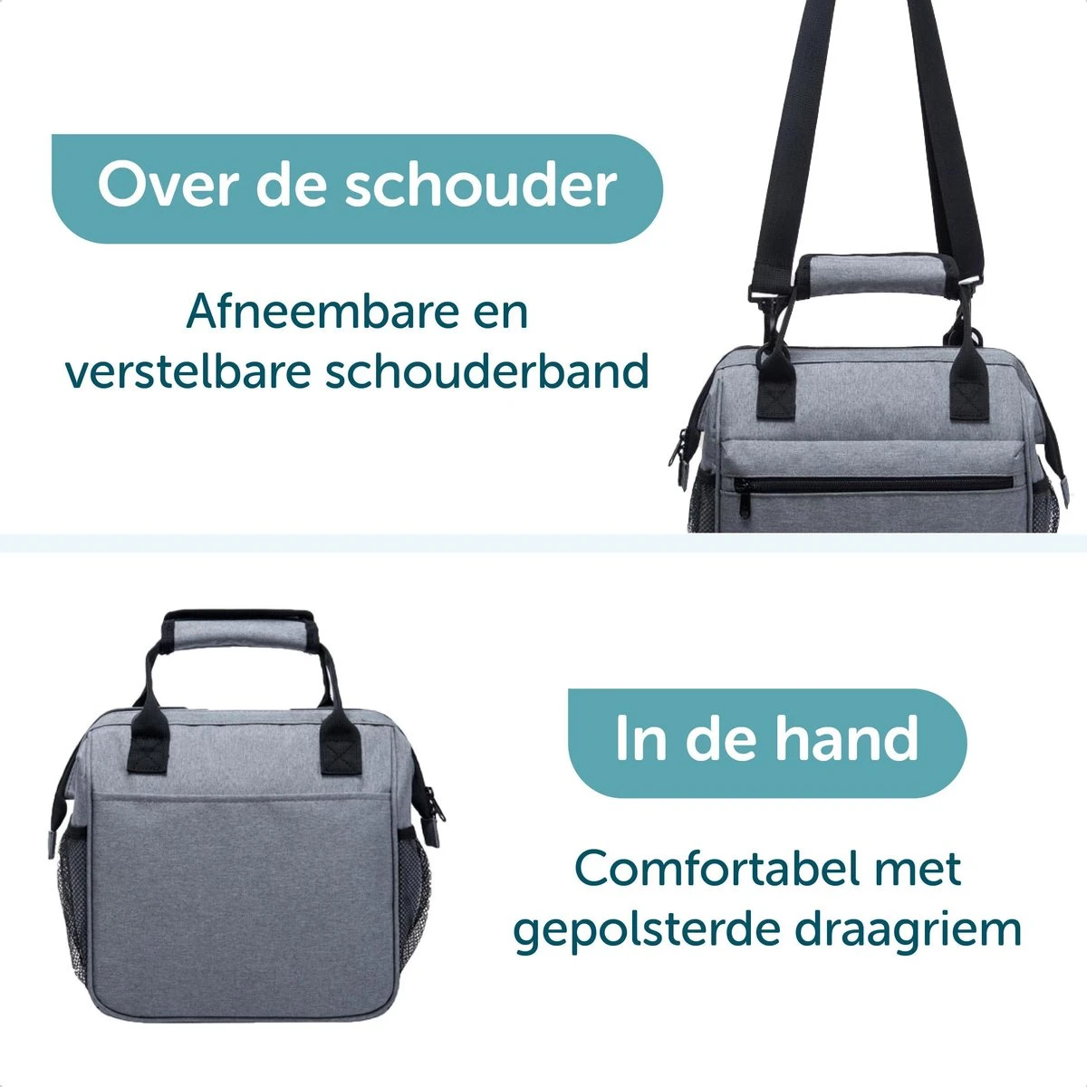 ForDig Lunchtas Grijs - Koeltas Gemaakt Van 600D Polyester Met PEVA-Voering - Ruimte Voor Lunchtrommel / Snacks / Blikjes - Koel Tas Met Mesh Opbergruimtes En Ruimte Voor Bestek - Lunch Tas Cool Bag - Coolerbag - Kleine Cooler 3 ForDig Lunchtas Grijs - Koeltas Gemaakt Van 600D Polyester Met PEVA-Voering - Ruimte Voor Lunchtrommel / Snacks / Blikjes - Koel Tas Met Mesh Opbergruimtes En Ruimte Voor Bestek - Lunch Tas Cool Bag - Coolerbag - Kleine Cooler - Afbeelding 3