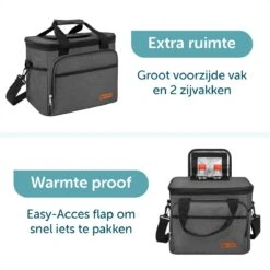 ForDig Koeltas L Zwart (15 Liter) - Gemaakt Van 600D Polyester Met PEVA-Voering - Ruimte Voor 20 Blikjes Of 10 Halve Liter Flessen - Opvouwbaar Koel Tas Met Easy-Acces Flap - Ruimte Voor Bestek - Picknick Cool Bag - Coolerbag - Grote Cooler -Buiten Kamperen 1200x1200 1576