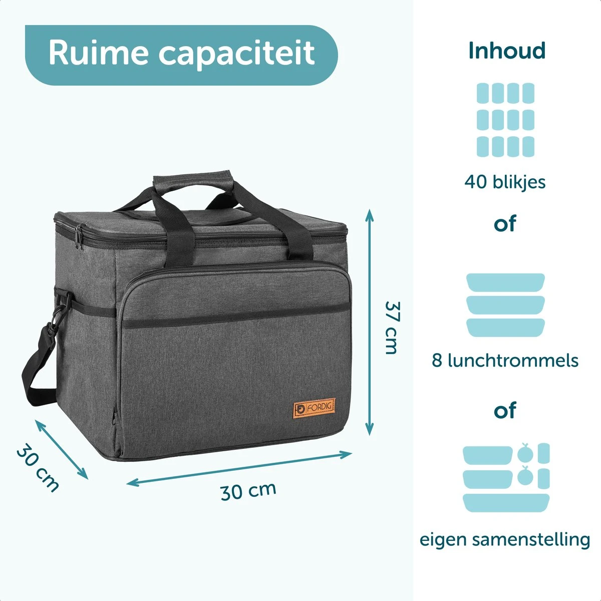 ForDig Koeltas XL Zwart (30 Liter) - Gemaakt Van 600D Polyester Met PEVA-Voering - Ruimte Voor 40 Blikjes Of 20 Halve Liter Flessen - Opvouwbaar Koel Tas Met Easy-Acces Flap - Ruimte Voor Bestek - Picknick Cool Bag - Coolerbag - Grote Cooler 3 ForDig Koeltas XL Zwart (30 Liter) - Gemaakt Van 600D Polyester Met PEVA-Voering - Ruimte Voor 40 Blikjes Of 20 Halve Liter Flessen - Opvouwbaar Koel Tas Met Easy-Acces Flap - Ruimte Voor Bestek - Picknick Cool Bag - Coolerbag - Grote Cooler - Afbeelding 3