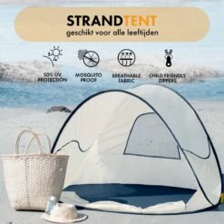 Deryan Luxe Pop Up Strandtent - Anti-UV 50+ - Cream -Buiten Kamperen 1200x1200 174
