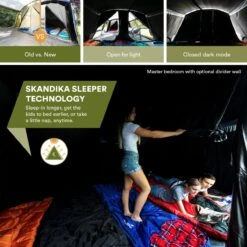 Skandika Montana 8 Sleeper Tent – Tunneltent – 8 Persoons Familietent - Campingtent – Sleeper Technology (2 Tot 4 Extra Donkere Slaapcabines) – Ingenaaide Tentvloer - Muggengaas – 700 X 310 X 200 Cm (LxBxH) – 5000mm Waterkolom – Kamperen – Blauw/wit 11 Skandika Montana 8 Sleeper Tent – Tunneltent – 8 Persoons Familietent - Campingtent – Sleeper Technology (2 Tot 4 Extra Donkere Slaapcabines) – Ingenaaide Tentvloer - Muggengaas – 700 X 310 X 200 Cm (LxBxH) – 5000mm Waterkolom – Kamperen – Blauw/wit -Buiten Kamperen 1200x1200 176