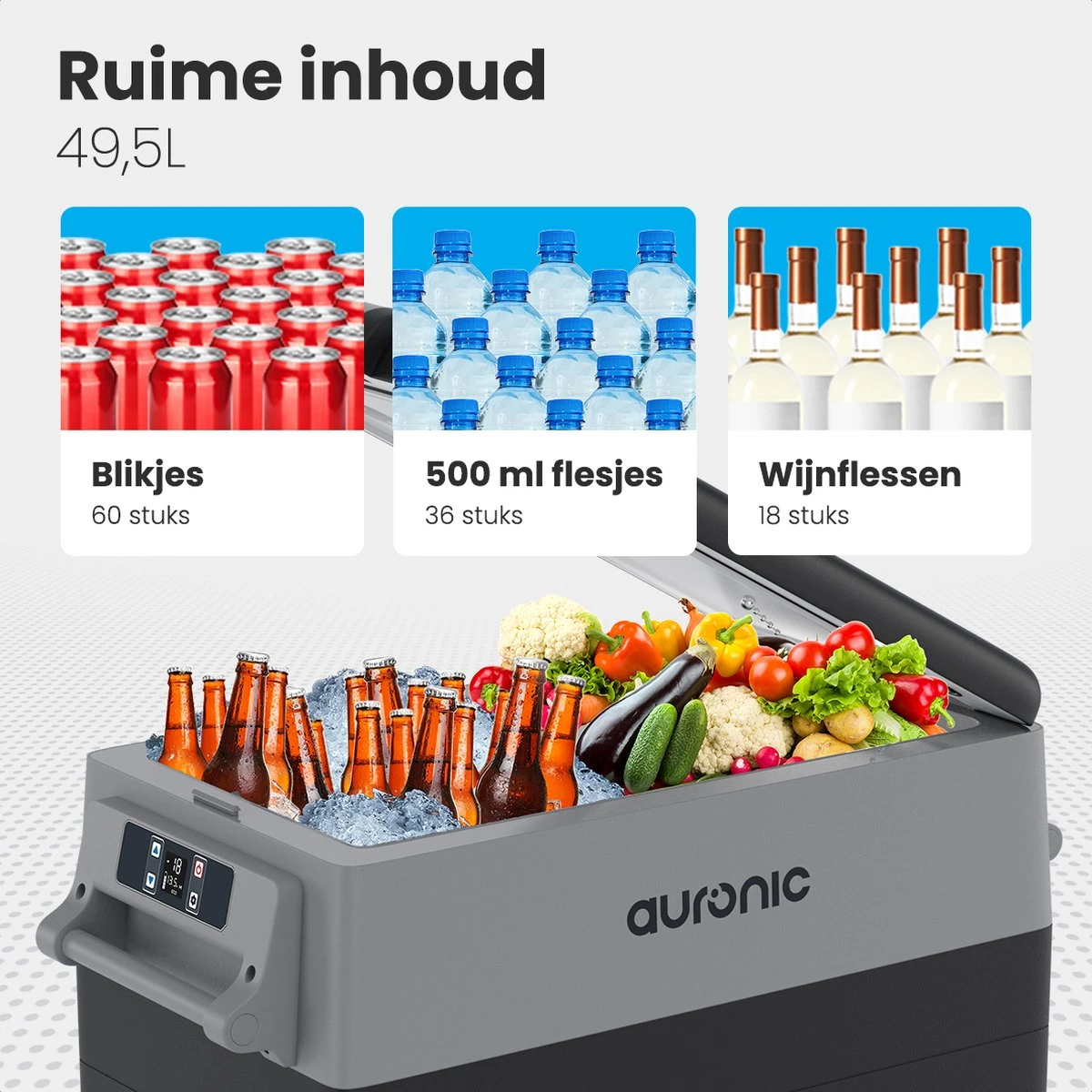 Auronic Elektrische Koelbox - 40.5L - Compressor - 12V En 240V - Grijs 10 Auronic Elektrische Koelbox - 40.5L - Compressor - 12V En 240V - Grijs - Afbeelding 10