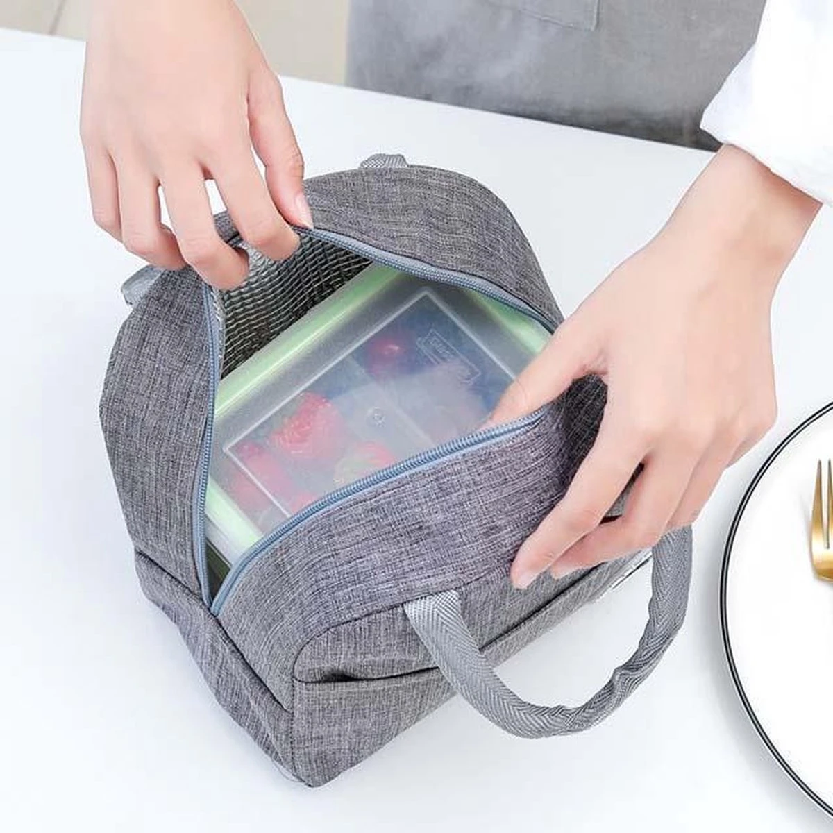 Koeltas - Lunchtas - Volwassenen En Kinderen - Compact Picknick & Lunchtasje - Lunch - Werk - Diep Grijs 5 Koeltas - Lunchtas - Volwassenen En Kinderen - Compact Picknick & Lunchtasje - Lunch - Werk - Diep Grijs - Afbeelding 5