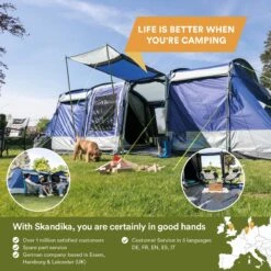 Skandika Montana 8 Sleeper Tent – Tunneltent – 8 Persoons Familietent - Campingtent – Sleeper Technology (2 Tot 4 Extra Donkere Slaapcabines) – Ingenaaide Tentvloer - Muggengaas – 700 X 310 X 200 Cm (LxBxH) – 5000mm Waterkolom – Kamperen – Blauw/wit 14 Skandika Montana 8 Sleeper Tent – Tunneltent – 8 Persoons Familietent - Campingtent – Sleeper Technology (2 Tot 4 Extra Donkere Slaapcabines) – Ingenaaide Tentvloer - Muggengaas – 700 X 310 X 200 Cm (LxBxH) – 5000mm Waterkolom – Kamperen – Blauw/wit -Buiten Kamperen 1200x1200 179