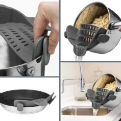 SensaHome- Siliconen Vergiet - Keuken Afgietdeksel - Afgiethulp - Siliconen - BPA Vrij - Grijs -Buiten Kamperen 1200x1200 1873