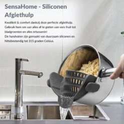 SensaHome- Siliconen Vergiet - Keuken Afgietdeksel - Afgiethulp - Siliconen - BPA Vrij - Grijs -Buiten Kamperen 1200x1200 1880