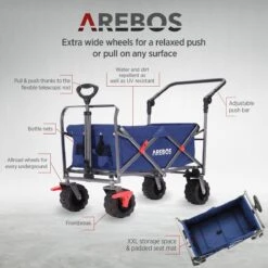 AREBOS Handkar | Transportwagen | Apparatuurwagen | Opvouwbaar | Duwstang| Blauw 14 AREBOS Handkar | Transportwagen | Apparatuurwagen | Opvouwbaar | Duwstang| Blauw -Buiten Kamperen 1200x1200 1905