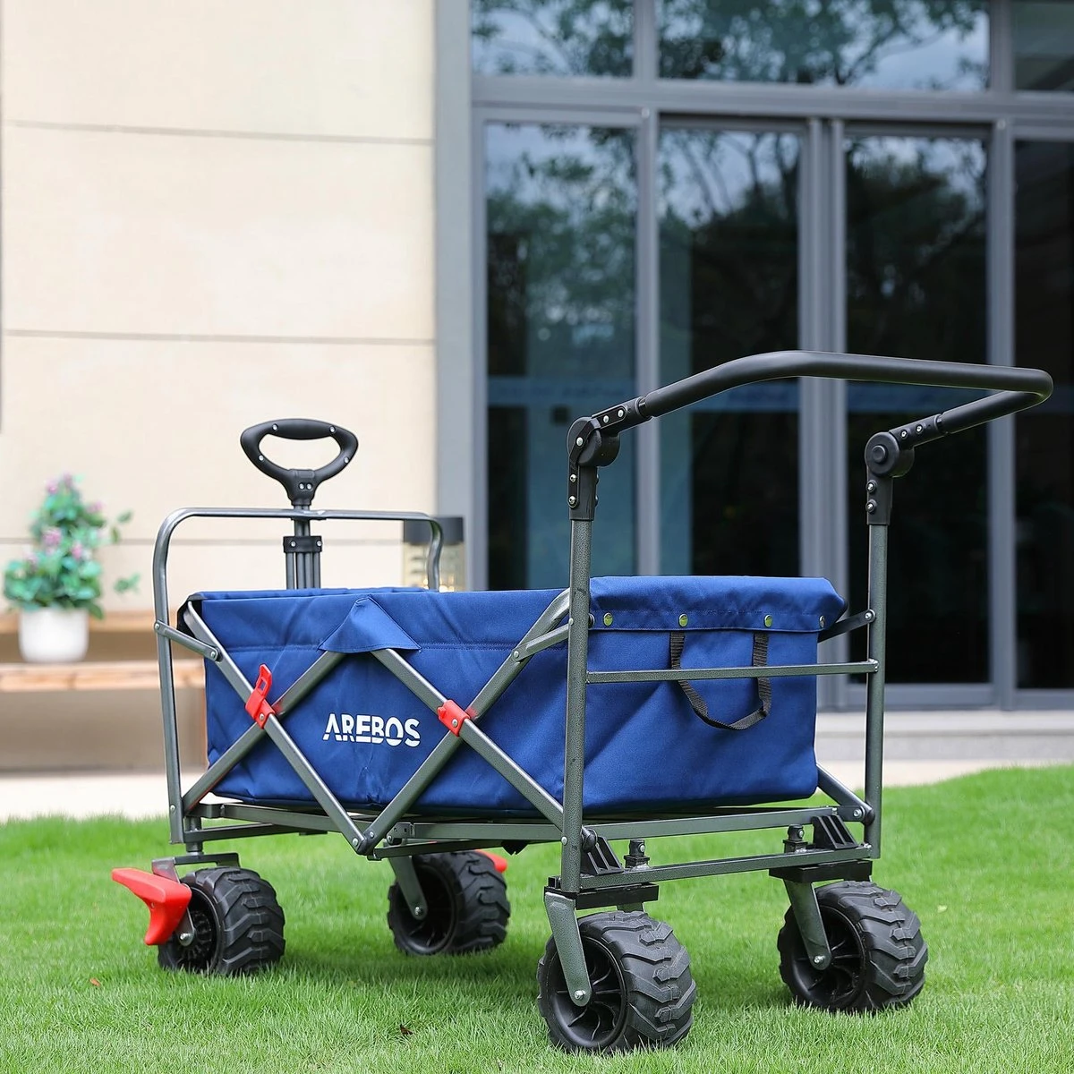 AREBOS Handkar | Transportwagen | Apparatuurwagen | Opvouwbaar | Duwstang| Blauw 5 AREBOS Handkar | Transportwagen | Apparatuurwagen | Opvouwbaar | Duwstang| Blauw - Afbeelding 5