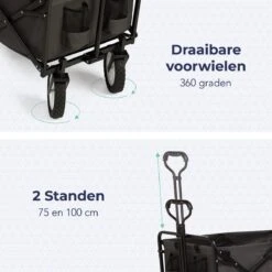 LifeGoods Bolderkar - Opvouwbaar - Draaibare Wielen - 2 Standen - 70KG Draagkracht - Grijs 13 LifeGoods Bolderkar - Opvouwbaar - Draaibare Wielen - 2 Standen - 70KG Draagkracht - Grijs -Buiten Kamperen 1200x1200 1940