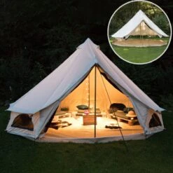 Skandika Tipii 400 Canvas Tent – Tipi-tenten – 8 Persoons Familietent - Campingtent – Muggengaas – 250 Cm Stahoogte – 400 Cm Diameter – 4000 Mm Waterkolom – Indische Tent, Partytent, Festivaltent – Outdoor, Camping, Tuin – Kamperen – Wit -Buiten Kamperen 1200x1200 196