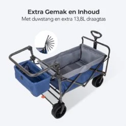 LifeGoods Bolderkar - Opvouwbaar - Tot 120KG - 103L - Extra Draagtas En Duwstang - Wasbaar Polyester - 98x45cm - Blauw/Grijs -Buiten Kamperen 1200x1200 1960