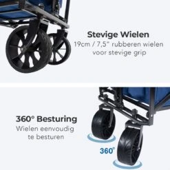 LifeGoods Bolderkar - Opvouwbaar - Tot 120KG - 103L - Extra Draagtas En Duwstang - Wasbaar Polyester - 98x45cm - Blauw/Grijs -Buiten Kamperen 1200x1200 1968