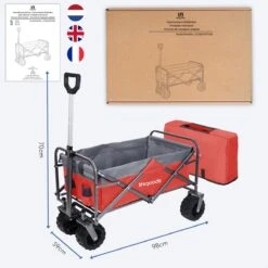 LifeGoods Bolderkar - Opvouwbaar - Tot 80KG - 94L - Wasbaar Polyester - 98x45cm - Rood/Grijs -Buiten Kamperen 1200x1200 1982