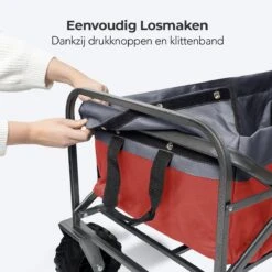 LifeGoods Bolderkar - Opvouwbaar - Tot 80KG - 94L - Wasbaar Polyester - 98x45cm - Rood/Grijs -Buiten Kamperen 1200x1200 1984
