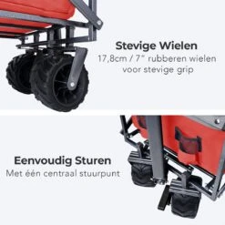 LifeGoods Bolderkar - Opvouwbaar - Tot 80KG - 94L - Wasbaar Polyester - 98x45cm - Rood/Grijs -Buiten Kamperen 1200x1200 1985