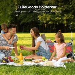 LifeGoods Bolderkar - Opvouwbaar - Tot 80KG - 94L - Wasbaar Polyester - 98x45cm - Rood/Grijs -Buiten Kamperen 1200x1200 1986