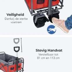 LifeGoods Bolderkar - Opvouwbaar - Tot 80KG - 94L - Wasbaar Polyester - 98x45cm - Rood/Grijs -Buiten Kamperen 1200x1200 1987