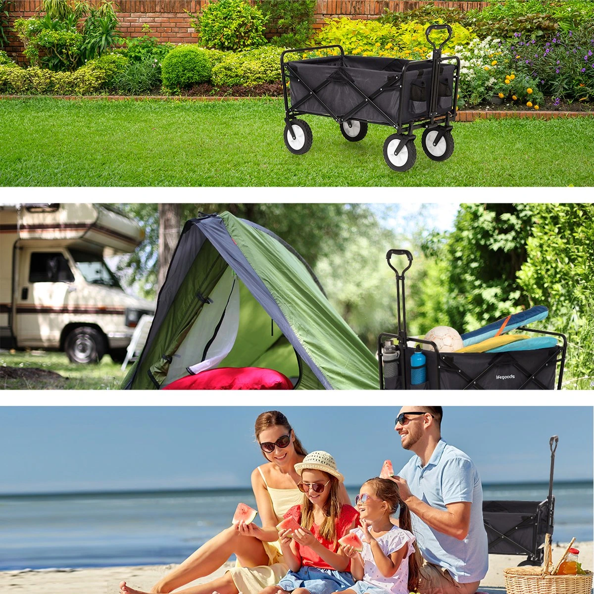 LifeGoods Bolderkar - Opvouwbaar - Draaibare Wielen - 2 Standen - 70KG Draagkracht - Zwart 5 LifeGoods Bolderkar - Opvouwbaar - Draaibare Wielen - 2 Standen - 70KG Draagkracht - Zwart - Afbeelding 5