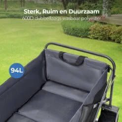 LifeGoods Bolderkar - Opvouwbaar - Tot 80KG - 94L - Wasbaar Polyester - 98x45cm - Zwart/Grijs -Buiten Kamperen 1200x1200 2000