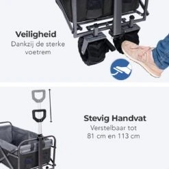 LifeGoods Bolderkar - Opvouwbaar - Tot 80KG - 94L - Wasbaar Polyester - 98x45cm - Zwart/Grijs -Buiten Kamperen 1200x1200 2005