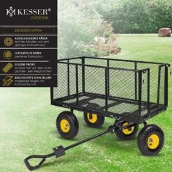 Exxen KESSER® Bolderkar, 550 Kg Belastbaar, Tuinwagen, Transportwagen, Tuinwagen, Uitneembaar Zeil, Gereedschapswagen, Handwagen, Veelzijdig Inzetbaar, Zwart -Buiten Kamperen 1200x1200 2013