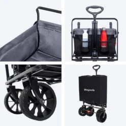 LifeGoods Bolderkar - Opvouwbaar - Tot 120KG - 103L - Extra Draagtas En Duwstang - Wasbaar Polyester - 98x45cm - Zwart/Grijs -Buiten Kamperen 1200x1200 2046