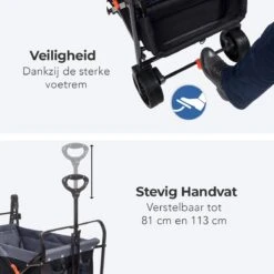 LifeGoods Bolderkar - Opvouwbaar - Tot 120KG - 103L - Extra Draagtas En Duwstang - Wasbaar Polyester - 98x45cm - Zwart/Grijs -Buiten Kamperen 1200x1200 2050