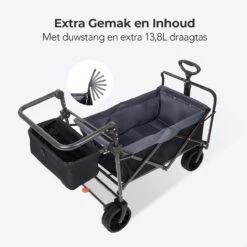LifeGoods Bolderkar - Opvouwbaar - Tot 120KG - 103L - Extra Draagtas En Duwstang - Wasbaar Polyester - 98x45cm - Zwart/Grijs -Buiten Kamperen 1200x1200 2051