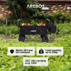 AREBOS Handwagen Vouwbare Dak Handwagen Vouwbare Trolley Uitrustingswagen Zwart -Buiten Kamperen 1200x1200 2063