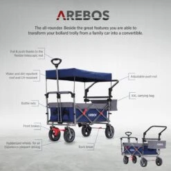 AREBOS Premium Steekwagen Met Dak Opvouwbare Tuinkar Handkar Bolderkar Blauw / Grijs 21 AREBOS Premium Steekwagen Met Dak Opvouwbare Tuinkar Handkar Bolderkar Blauw / Grijs -Buiten Kamperen 1200x1200 2089