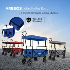 AREBOS Handwagen Vouwbare Dak Handwagen Vouwbare Trolley Uitrustingswagen Blauw -Buiten Kamperen 1200x1200 2102